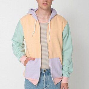 American Apparel Pastel Colorblock Hoodie | Unisex XS | 2010s Deadstock